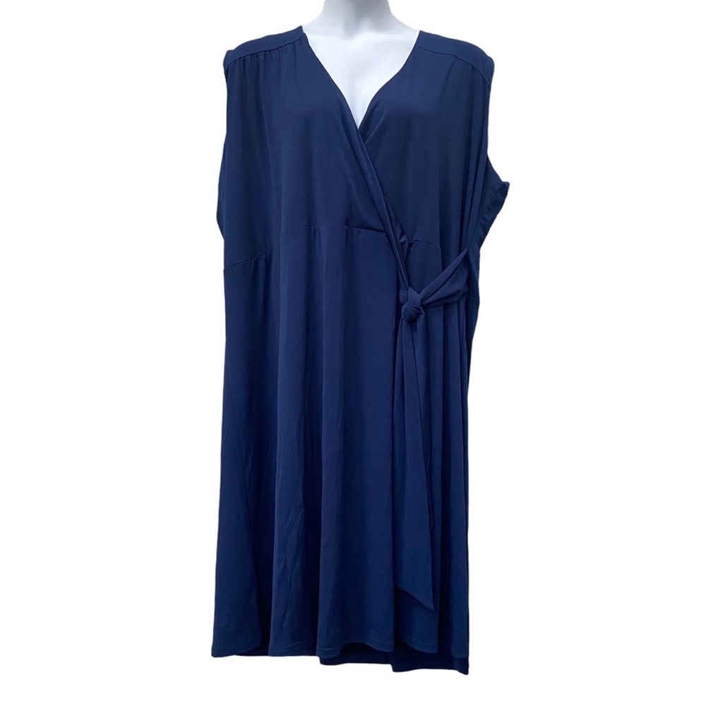 Ulla Popken Shaped Fit Sleeveless A-Line Midi Dress Navy Blue 32/34 32 34 4X 5X